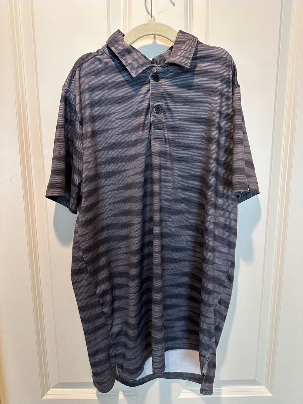 abercrombie kids Gray Striped Polo Shirt